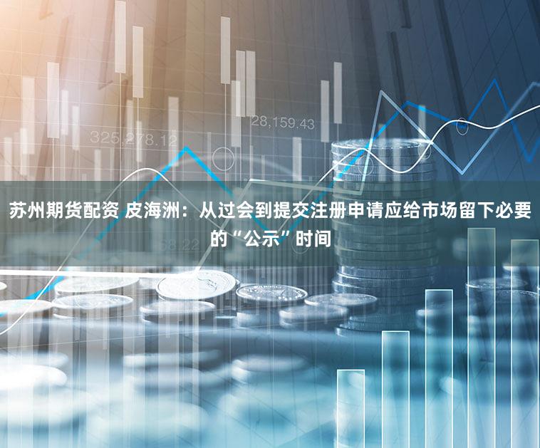 苏州期货配资 皮海洲：从过会到提交注册申请应给市场留下必要的“公示”时间