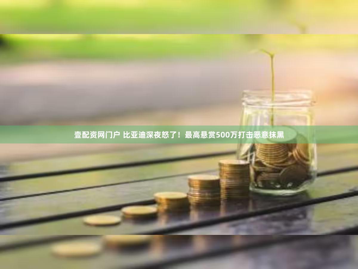壹配资网门户 比亚迪深夜怒了！最高悬赏500万打击恶意抹黑