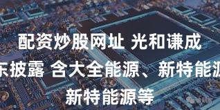 配资炒股网址 光和谦成股东披露 含大全能源、新特能源等